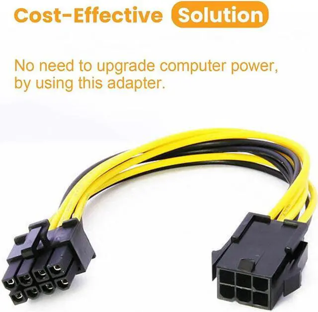 Alt view image 5 of 6 - 5pcs 6 Pin Feamle to 8 Male Pin PCIE Power Cable CPU Graphics Card PCI Express Power Supply Converter Cable