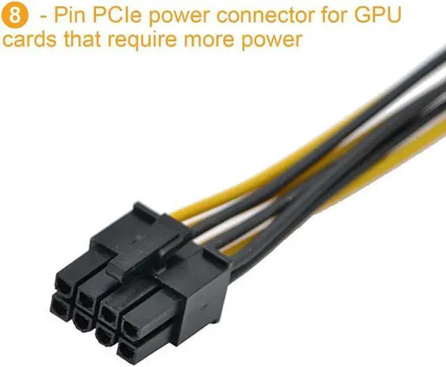 Alt view image 6 of 6 - 5pcs 6 Pin Feamle to 8 Male Pin PCIE Power Cable CPU Graphics Card PCI Express Power Supply Converter Cable