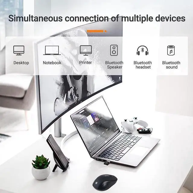 Alt view image 7 of 7 - USB Bluetooth 5.3 Adapter for PC Receiver - Plug & Play Bluetooth 5.3 EDR Dongle Transmitter for Computer Desktop Transfer for Laptop Bluetooth Headset Speaker Keyboard Mouse Windows11/10/8.1