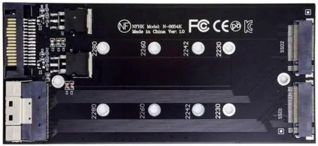 Alt view image 6 of 7 - Aomoproing  Dual 2X NVME M.2 AHCI to PCIE Express 3.0 4.0 Slimline SFF-8654 8X Raid Card VROC Raid0 Hyper Adapter