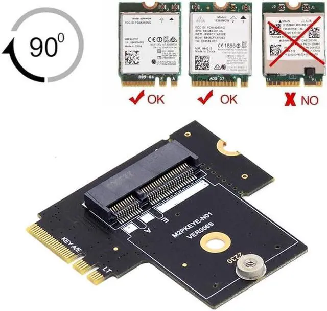 Alt view image 5 of 7 - Aomoproing NGFF Key A+E PCI Express Male to Female Right Angled 90 Degree Low Profile Adapter Extension Card Riser