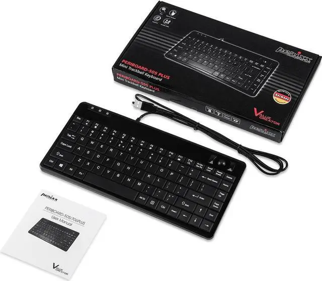 Alt view image 6 of 7 - P-eri-xx PERIBOARD-505H PLUS, Wired USB Trackball Keyboard - Built-in 2x USB 2.0 Hubs - Mini Design - Fit with Professional or Industrial Use - Built inTrackball - US English Layout