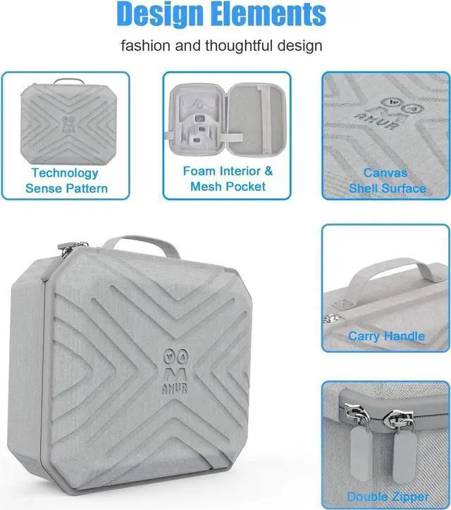 Alt view image 6 of 7 - Portable Fashion Travel Case for Oculus Quest 2, Storing VR Gaming Headset and Touch Controllers Accessories Carrying Bag