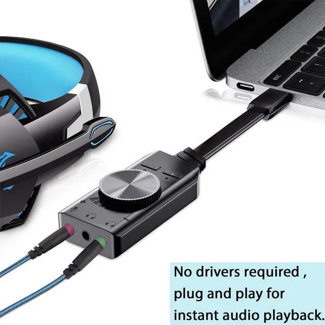 Alt view image 3 of 7 - Virtual 7.1 USB Sound Card Adapter BENGOO External Audio Adapter Stereo Sound Card Converter 3.5mm AUX Microphone Jack for Gaming Headset Earphone PS4 Laptop Desktop Windows Mac OS Linux, Plug Play