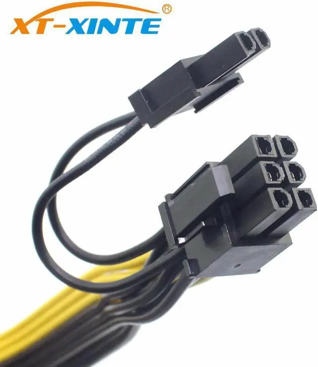 Alt view image 6 of 6 - Power Supply Cables Modular PSU 6Pin to Double 6+2Pin Cable Graphics Card Module Line 6P to Dual 8p Splitter Ribbon Cable 18AWG