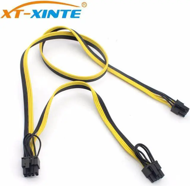 Alt view image 5 of 6 - Power Supply Cables Modular PSU 6Pin to Double 6+2Pin Cable Graphics Card Module Line 6P to Dual 8p Splitter Ribbon Cable 18AWG