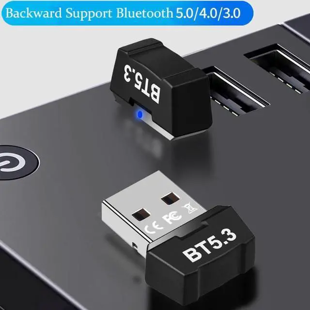 Alt view image 2 of 7 - USB Bluetooth 5.3 Adapter for PC, Mini 5.3 Bluetooth EDR Dongle Receiver Transmitter Plug and Play Support Windows 11/10/8.1/8 for Desktop, Laptop, Bluetooth Headsets, Speakers, Keyboard, Mouse