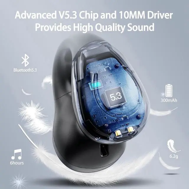Alt view image 5 of 7 - Wireless Headphones, Bluetooth 5.3 Earbuds In Ear 10mm Drivers Wireless Headphones 36H Deep Bass Stereo Bluetooth Earbuds Built in ENC Mic, LED Display, USB-C, IPX7 Waterproof Bluetooth Earphones