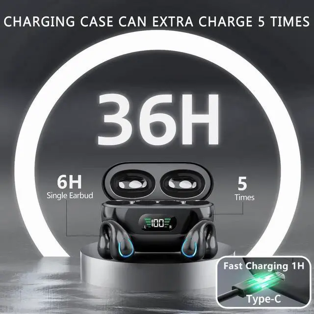 Alt view image 4 of 7 - Wireless Headphones, Bluetooth 5.3 Earbuds In Ear 10mm Drivers Wireless Headphones 36H Deep Bass Stereo Bluetooth Earbuds Built in ENC Mic, LED Display, USB-C, IPX7 Waterproof Bluetooth Earphones