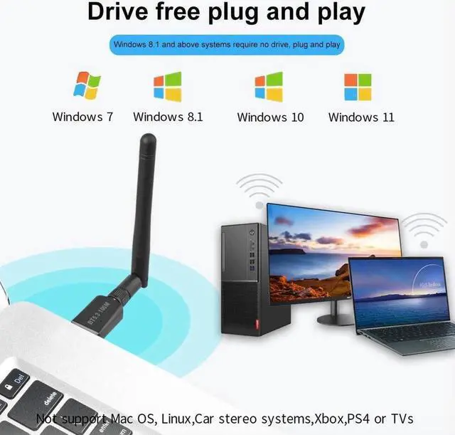 Alt view image 7 of 7 - Bluetooth 5.3 Adapter for Desktop PC, Plug & Play Bluetooth 5.3 EDR Class 1 USB Bluetooth Dongle Wireless Transfer Transmitter Receiver 328FT/100M for BT Mouse/Keyboard/Headphones Support Win11/10/8.1
