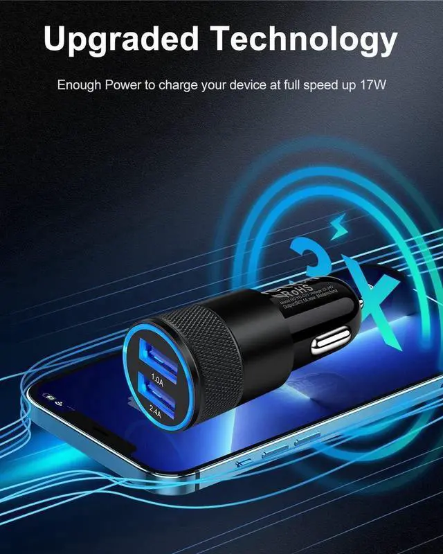Alt view image 2 of 7 - Car Charger, [2Pack/3.4a] Fast Charge Dual Port USB Cargador Carro Lighter Adapter for iPhone 15 14 13 12 11 Pro Max X XR XS 8 Plus 6s, iPad, Samsung Galaxy S23 S22 S21 S10 Plus S7 j7 S10e S9 Note 8