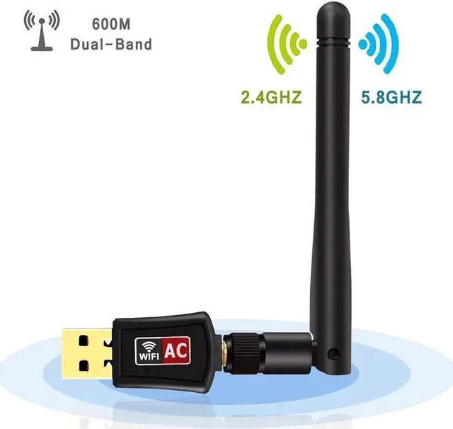 Main image of Wifi Dongle High Speed Internet 2.4/5GHz 600Mbps Wireless USB Wifi Adapter for PC/Desktop/Laptop/Tablet, Supports Windows 10/8/7/Vista/XP/2000, Mac Os X 10.4-10.11.4 and 10.12.1