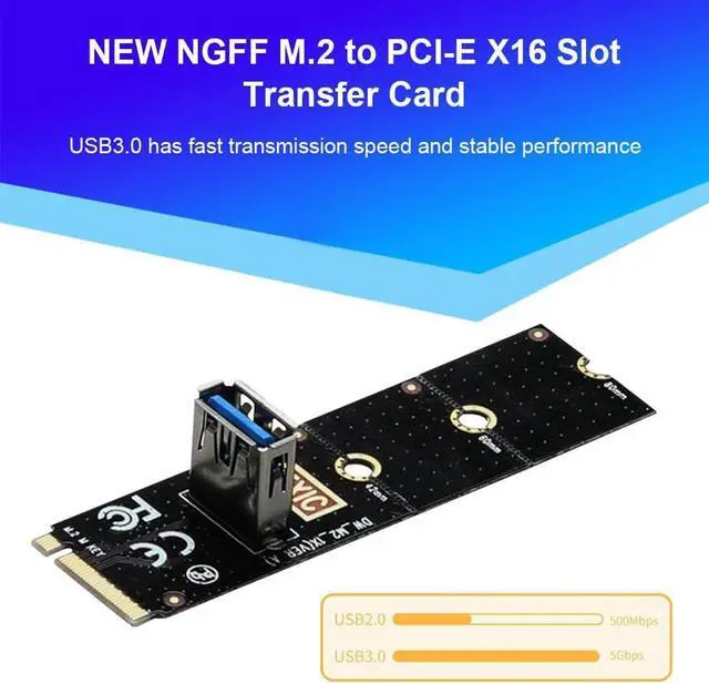 Alt view image 6 of 6 - NGFF M.2 to USB3.0 Converter Adapter 5Gbps M.2 NGFF to PCI-E X16 Transfer Card For BTC Mining PCIE Riser Graphic Card Extender