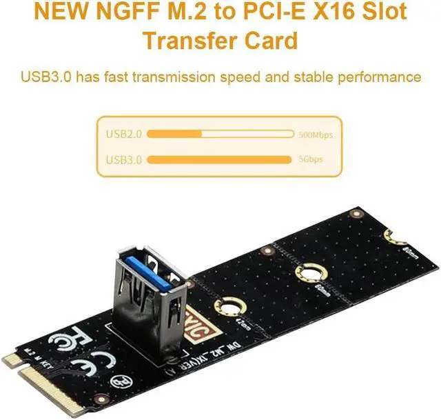 Alt view image 2 of 6 - NGFF M.2 to USB3.0 Converter Adapter 5Gbps M.2 NGFF to PCI-E X16 Transfer Card For BTC Mining PCIE Riser Graphic Card Extender