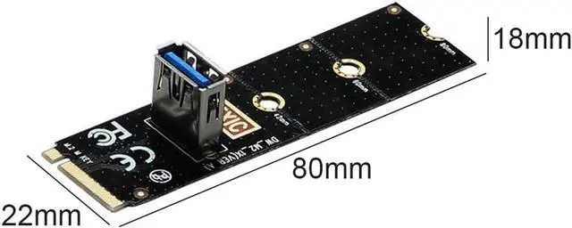Alt view image 5 of 6 - NGFF M.2 to USB3.0 Converter Adapter 5Gbps M.2 NGFF to PCI-E X16 Transfer Card For BTC Mining PCIE Riser Graphic Card Extender