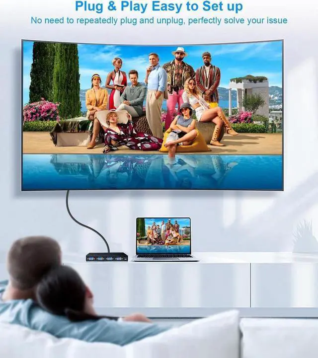 Alt view image 6 of 7 - VGA Splitter 4 in 3 Out: 4 Port Powered VGA Switch 4 PC to 3 Monitors/Projector with Remote, VGA Video Splitter Box Support 1920x1440 Resolution 200MHz Bandwidth for Screen Duplication