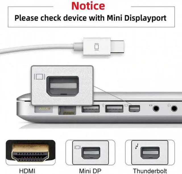 Alt view image 6 of 7 - Aomoproing Thundebolt Mini DisplayPort DP Male to HDMI Female Audio video Adapter for Macbook Black Color