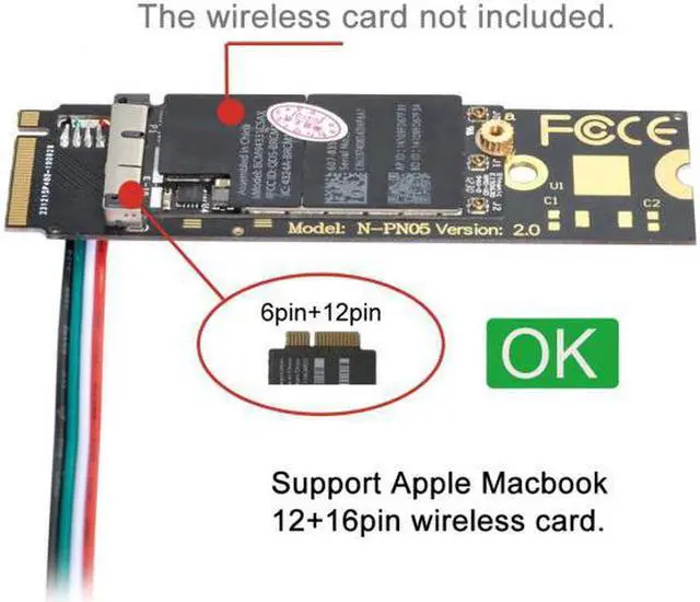 Alt view image 6 of 7 - Aomoproing BCM94360CD BCM94360CS BCM943602CS BCM94360CS2 WiFi Card to M.2 NGFF Key-M NVME SSD Adapter