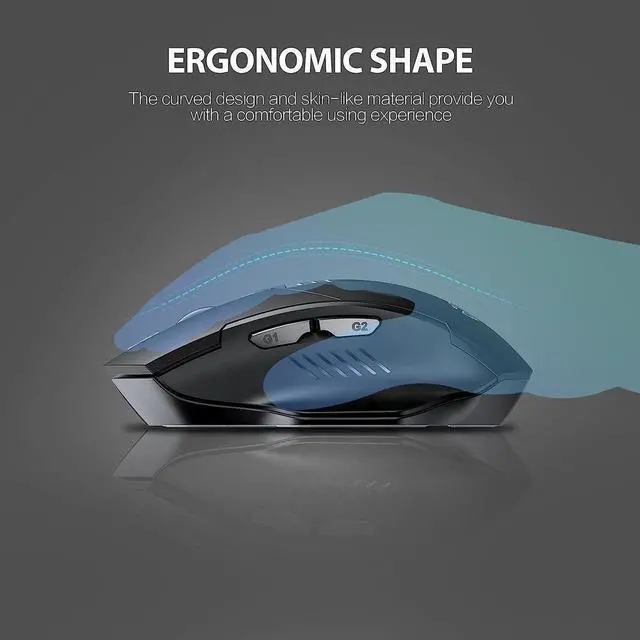 Alt view image 7 of 7 - 2.4G RF Wireless Mouse Rechargeable, [Battery Level Visible], Silent Click Mouse USB 2.4G Cordless Wireless Mice for Laptop PC Computer Tablets, 6 Buttons, 1600DPI 3 Adjustment Levels, Black