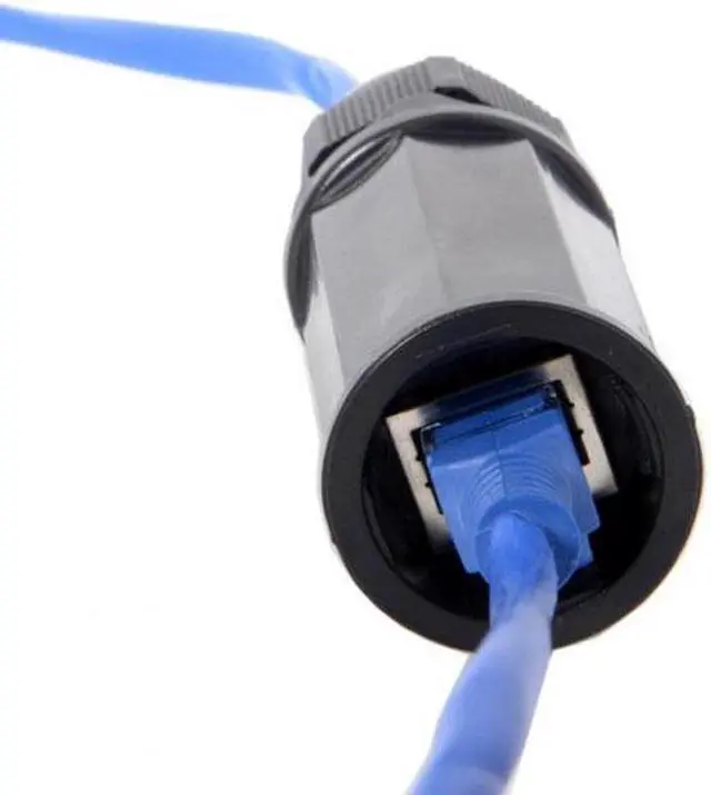 Alt view image 2 of 7 - Aomoproing Locking Waterproof CAT6 RJ45 Female to Female Lan Ethernet Network Extension Adapter Coupler