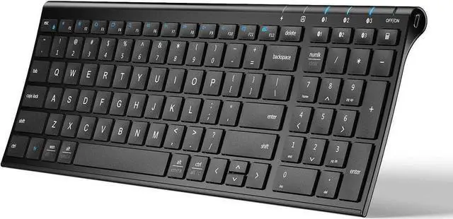 Main image of BK10 Bluetooth Keyboard, Keyboard USB-C Rechargeable Bluetooth 5.1 with Number Pad Ergonomic Design Full Size Stable Connection Keyboard for iPad, iPhone, Mac, iOS, Android, Windows