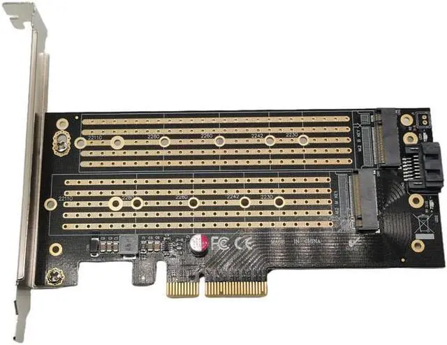 Alt view image 3 of 6 - M.2 to PCIe NVMe and SATA SSD Dual M Key and/or B Key Adapter Card 2242 2260 2280 M2 Drive to Desktop PCI E x4 Includes Brackets