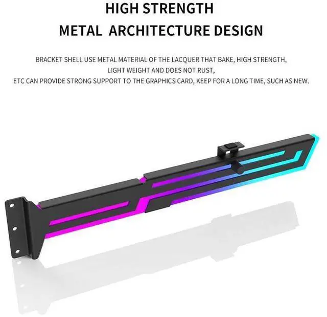 Alt view image 4 of 5 - ARGB GPU Holder Adjustable Height Horizontal AURA SYNC Graphics Card VGA Holder GPU Bracket Black