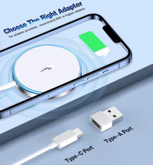 Alt view image 4 of 6 - Magnetic Wireless Charger 15W Fast Charging Apple MagSafe Charger for iPhone 15/14/13/12 Pro/Max/Plus/Mini and 3/2/Pro 2/Pro Portable Magnet Charger Pad with Dual Charging Ports