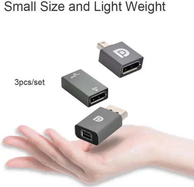 Alt view image 4 of 7 - Aomoproing 3pcs/set Mini DisplayPort 1.2 4K 60hz to DP Adapter Male Female Ultra-HD UHD for Video PC Laptop TV
