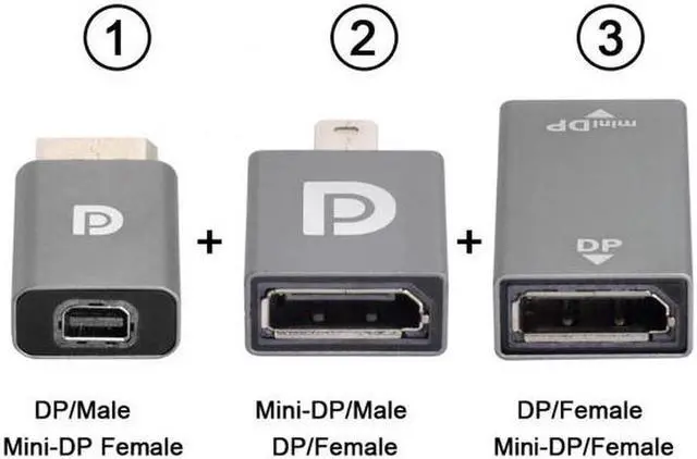 Alt view image 6 of 7 - Aomoproing 3pcs/set Mini DisplayPort 1.2 4K 60hz to DP Adapter Male Female Ultra-HD UHD for Video PC Laptop TV
