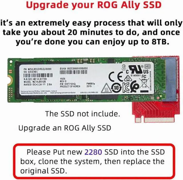 Alt view image 6 of 7 - Aomoproing NVME M-Key 22x30mm to 22x80mm NGFF Extension SSD Upgrade Adapter Compatible with ROG Ally Gaming