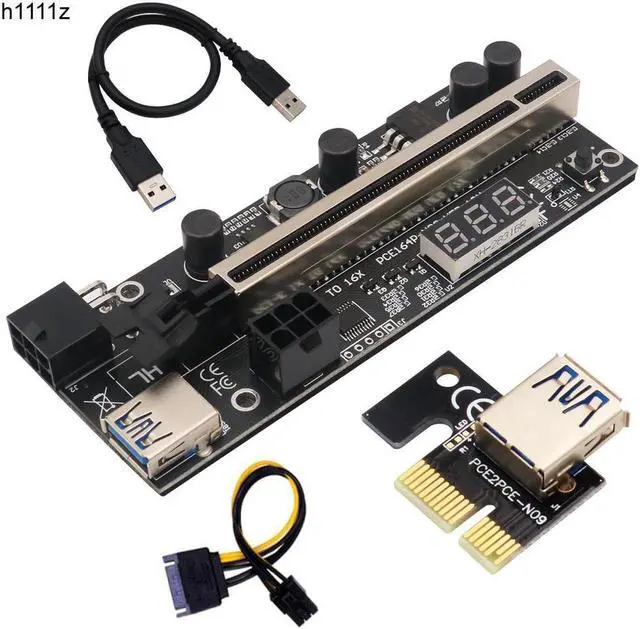 Main image of Riser Card PCIE Riser 1x to 16x Graphic Extension with Temperature Sensor for Bitcoin GPU Mining Powered Riser Adapter Cards
