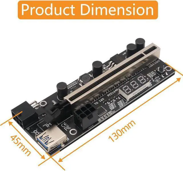 Alt view image 2 of 6 - Riser Card PCIE Riser 1x to 16x Graphic Extension with Temperature Sensor for Bitcoin GPU Mining Powered Riser Adapter Cards