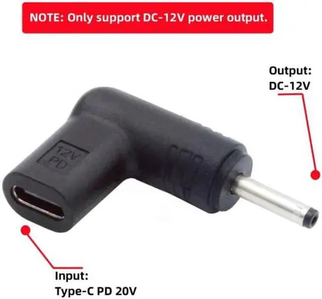 Alt view image 7 of 7 - Aomoproing USB 3.1 Type C USB-C Female to DC 12V 3.5x1.3mm Plug Adapter PD Emulator Trigger 90 Degree Angled