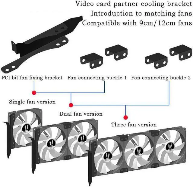 Alt view image 4 of 7 - 9cm/12cm Fan Buckle Video Card Cooler Fan Accessories Fan Bracket PCI Lot Cooling Rack Desktop Computer Auxiliary Radiator Retrofit Cooling Rack