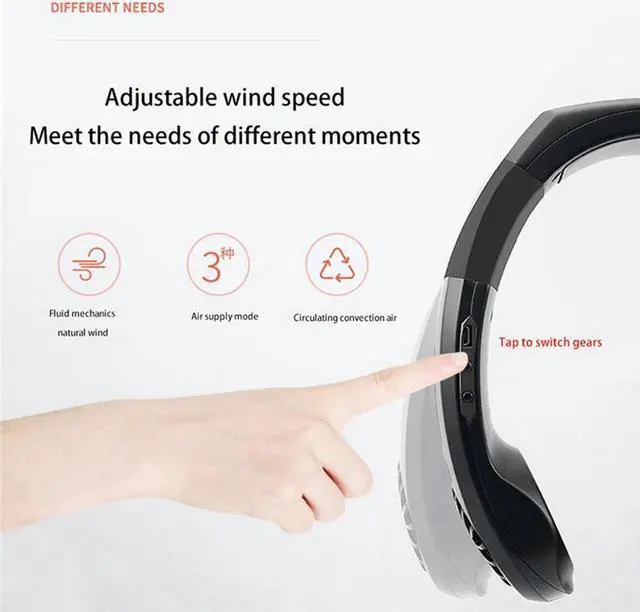 Alt view image 4 of 7 - Portable Air Conditioner Air Cooler Fan USB Rechargeable Handfree Neck Fan Sports Fan