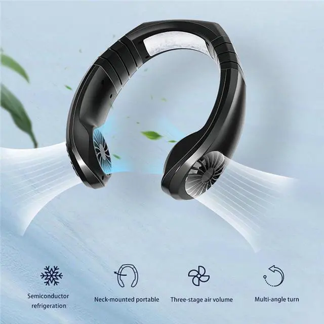 Alt view image 5 of 7 - Portable Air Conditioner Air Cooler Fan USB Rechargeable Handfree Neck Fan Sports Fan