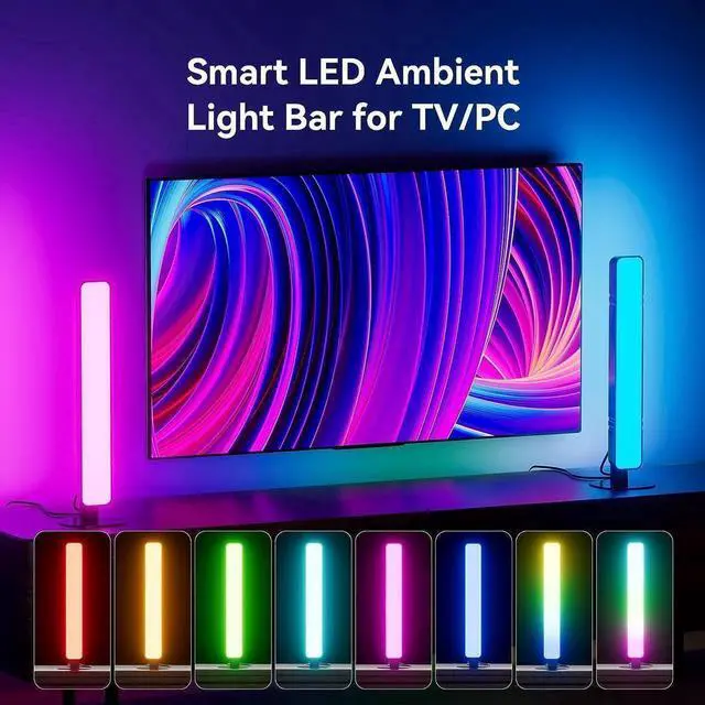 Alt view image 7 of 7 - Smart LED Light Bar, RGB Smart LED Lamp with Multiple Lighting Effects, LED TV Backlight, Mood Light, Gaming Lights, Ambient Lighting, Smart Flow Light Bar for PC, TV, Room (with 24 keys Remote)