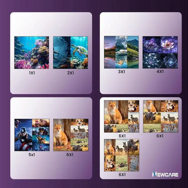 Alt view image 2 of 7 - 4K HDMI Multi-Viewer Switch 6 in 1 Out, HDMI Multi-Switcher for Seamless Switch 6x1/ 5x1/ 4x1/ 3x1/ 2x1, HDMI Multiviewer Support Dual Screen, 8 Viewing Modes, 4k x 2k, 1080P