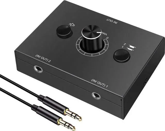 Main image of 3.5mm Audio selector 3.5mm Audio Switch Audio Switcher, Passive Speaker Headphone Manual Selector Splitter Box Audio Sharing (2-IN-1-OUT/1-IN-2-OUT) , No External Power Required