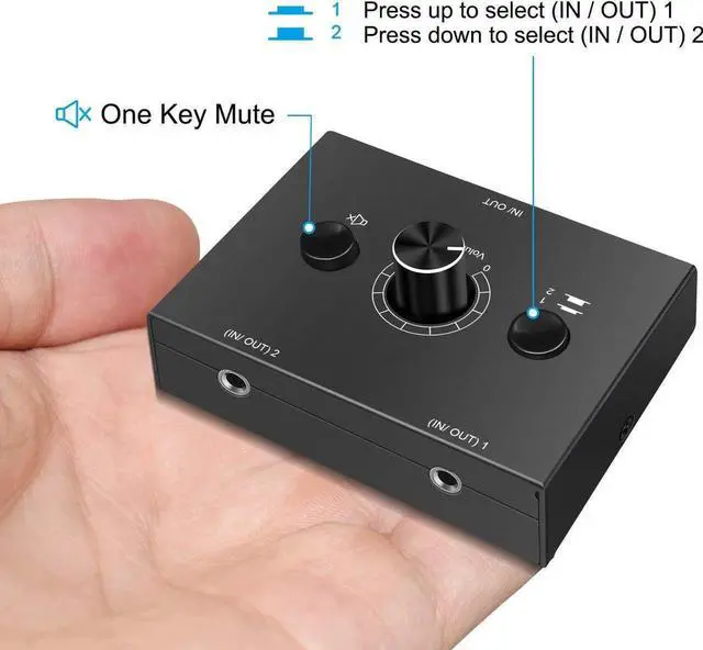 Alt view image 2 of 6 - 3.5mm Audio selector 3.5mm Audio Switch Audio Switcher, Passive Speaker Headphone Manual Selector Splitter Box Audio Sharing (2-IN-1-OUT/1-IN-2-OUT) , No External Power Required