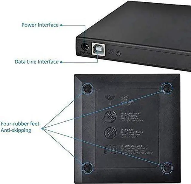 Alt view image 7 of 7 - External DVD CD Drive USB2.0, UltraSlim Portable CD-RW DVD-R Combo Burner Writer Player for Laptop Notebook PC Desktop Computer, Black (Including Two Cables)