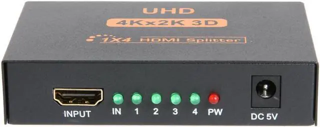 Alt view image 2 of 7 - HDMI Splitter 1 in 2 Out 2 Port 1x2 Full HD 1080P 3D HDMI 1.4 Splitter with Switcher Converter Support 4KX2K 3D Digital Audio Format-Black(2 Port HDMI Splitter 4K)