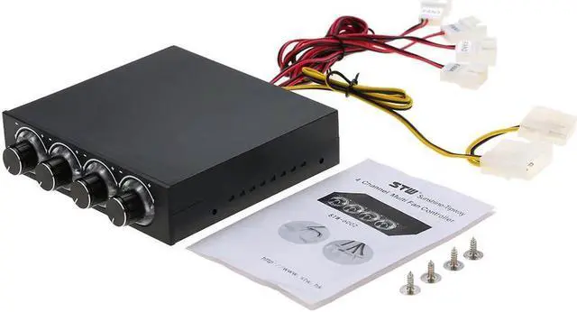 Alt view image 4 of 7 - 3.5" PC CPU HDD 4 Channel Fan Controller Speed Control Adjuster LED Cooling Front Panel