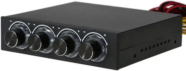 Alt view image 5 of 7 - 3.5" PC CPU HDD 4 Channel Fan Controller Speed Control Adjuster LED Cooling Front Panel