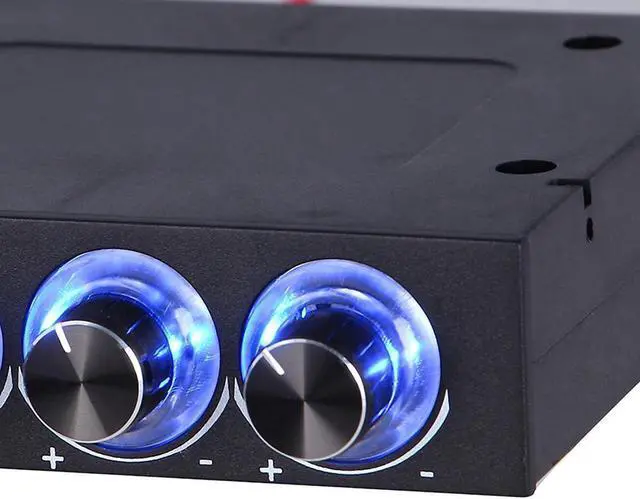 Alt view image 2 of 7 - 3.5" PC CPU HDD 4 Channel Fan Controller Speed Control Adjuster LED Cooling Front Panel