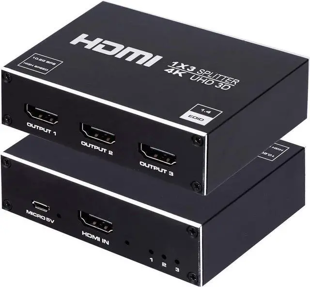 Main image of 1x3 HDMI Splitter,1 in 3 Out HDMI Splitter Audio Video Distributor Box Support 3D & 4K x 2K Compatible for HDTV, STB, DVD, PS3, Projector Etc