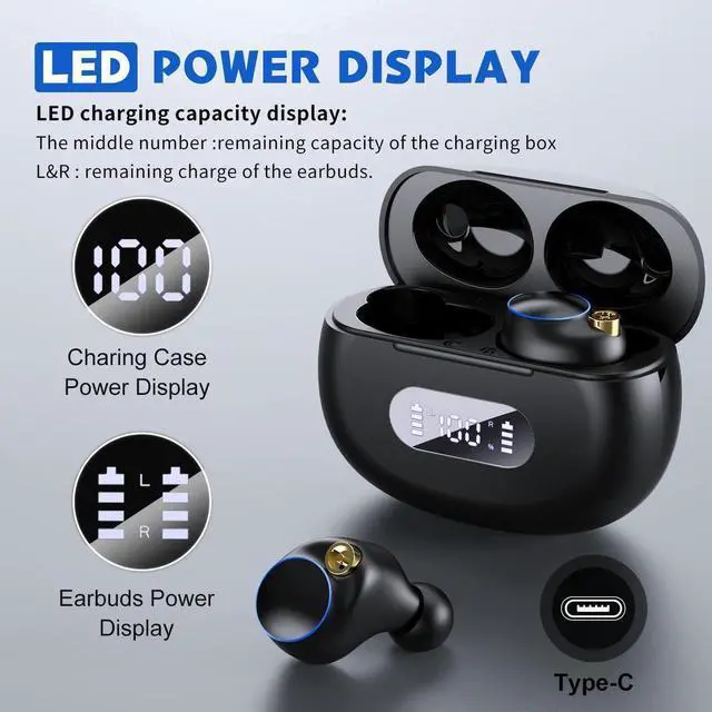 Alt view image 6 of 7 - Ture Wireless Earbuds,12H Playtime Touch Control Bluetooth Earbuds with Mic, Bluetooth 5.2 True Wireless Earbud in-Ear Noise Cancelling Earbuds, Waterproof Sport Wireless Headphone for Android iOS