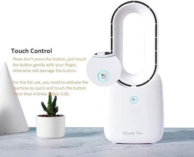 Alt view image 4 of 7 - Table Fan with LED Lights, Bladeless Cooling Fan with 4 Speeds( Included 1 Natural Wind)+5 Decorative Gradient Lights, Leafless Design Fan Portable Fan Rechargeable USB Desk Fan for Home & Office