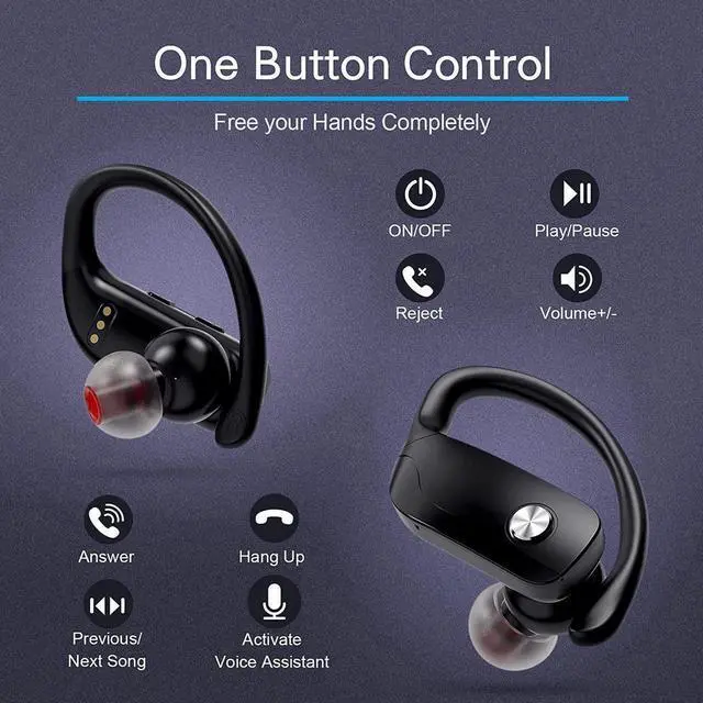 Alt view image 5 of 7 - Ture Wireless Earbuds, TWS Bluetooth Headphones 48Hrs Play Back Sports Earphones with LED Display Built in Mic Deep Bass Stereo in Ear Waterproof Headset for Workout Gaming Running